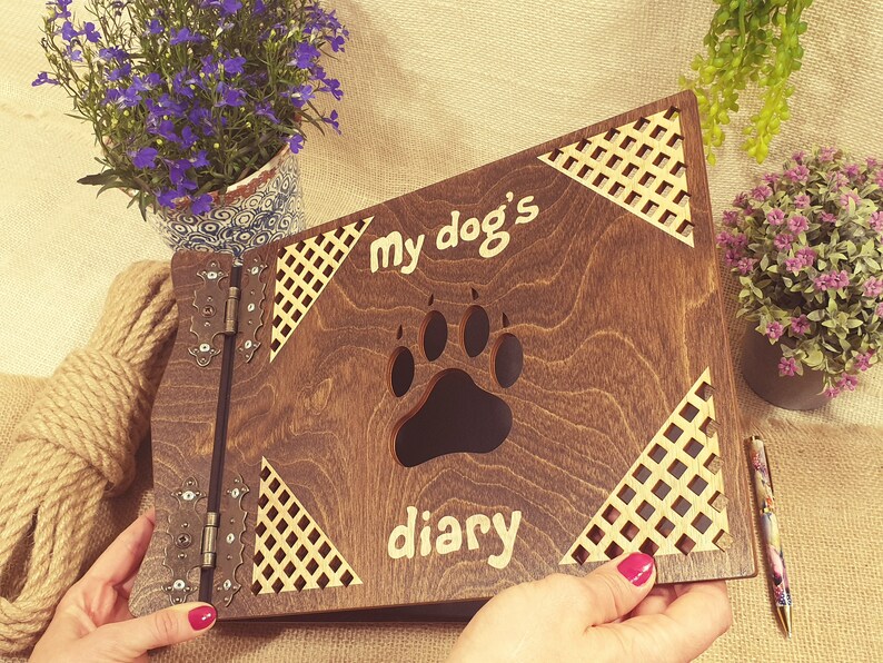 Mein Hund Tagebuch Fotoalbum Hund Album HolzCover mit Etsy