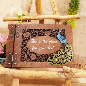 Photo Album, Hand-Painted, Guest Book, Wooden Wedding Photo Album, Bride and Groom Book, Personalized Photo Album,
