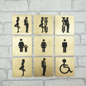 Toilet Door Sign, Restroom Door Sign, Toilet Door Plate, Bathroom Sign, Door Sign, Door Plate, Toilet Signage, Disabled Sign, Ladies & Gents