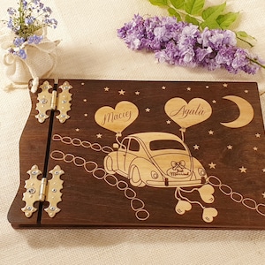 Wedding Photo Album, Beatle Fan Cover, Wedding Best Gift, Special Wedding Gift, Unique Laser Engraved Cover, Metal Hinges,