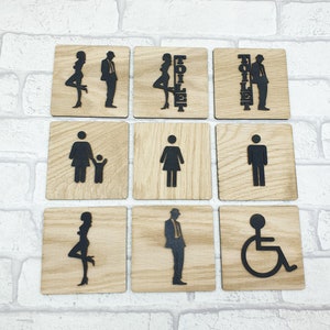 Toilet Door Sign, Restroom Door Sign, Toilet Door Plate, Bathroom Sign, Door Sign, Door Plate, Toilet Signage, Disabled Sign, Ladies & Gents