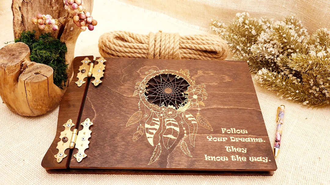 Dream Catcher Book,photo Album, Guest Book, Wooden Wedding Photo Album