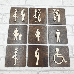 Toilet Door Sign, Restroom Door Sign, Toilet Door Plate, Bathroom Sign, Door Sign, Door Plate, Toilet Signage, Disabled Sign, Ladies & Gents