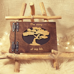 Wooden Photo Album,  Story Of My Life, The Wooden Book filled with memories, Wooden Album Tree, Wooden Memory Book