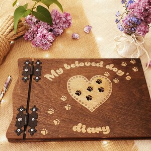 Wooden Photo Album, Dog&#39;s Lover, Pet Album, Dog&#39;s Paw, Animal Photo Album, I Love My Dog, Dog&#39;s Diary, Puppy,