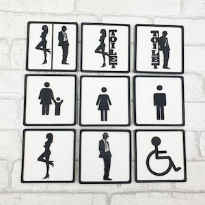 Toilet Door Sign, Restroom Door Sign, Toilet Door Plate, Bathroom Sign, Door Sign, Door Plate, Toilet Signage, Disabled Sign, Ladies & Gents