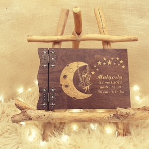 Wooden Photo Album, Birthday Photo Album, Wooden Brown Cover, Girl&#39;s Birthday, Metal Hinges, Laser Engraved Personalization