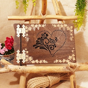 Photo Album, Wooden Photo Album, Album for Anniversary, Wooden Guest Book, Personalized Album Metal hinges, Look Unique and Beautiful