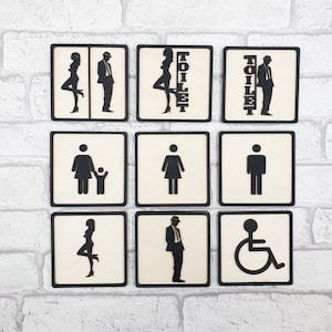 Toilet Door Sign, Restroom Door Sign, Toilet Door Plate, Bathroom Sign, Door Sign, Door Plate, Toilet Signage, Disabled Sign, Ladies & Gents