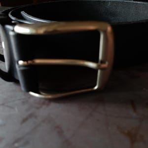 Cinturón de cuero de grano completo hecho a mano, negro, hebilla plateada, 4 cm de ancho, cinturón de trabajo para hombre. imagen 8