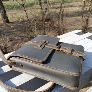 Handmade Leather Crossbody Bag: Small Messenger Shoulder Bag. image 6
