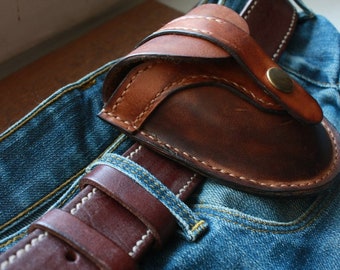 Handmade Leather EDC Belt Pouch, Minimalist Leather Organizer for Men, Knife & Lighter Holder, Bushcraft Gear, Gift for Him