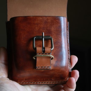 Handmade Leather Belt Pouch, EDC Waist Bag, Coin Card Holder image 4