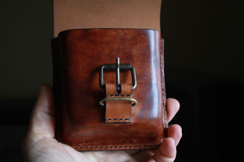 Handmade Leather Belt Pouch, EDC Waist Bag, Coin Card Holder image 4