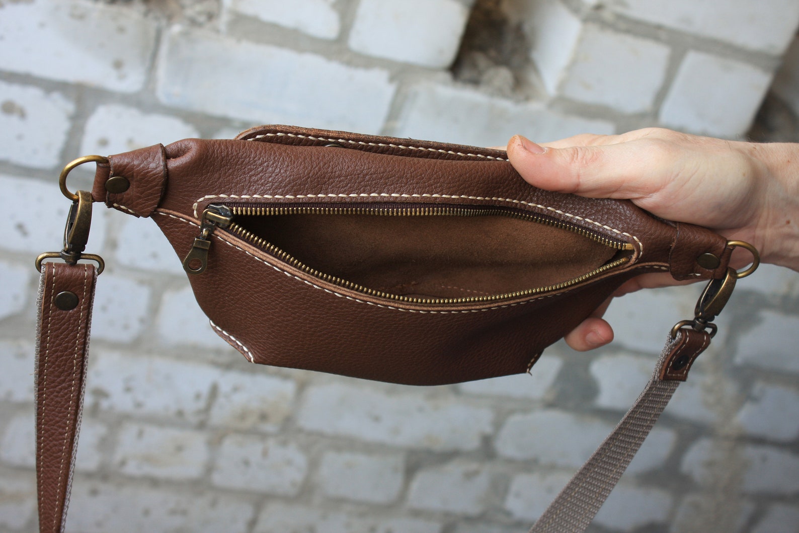 Bolso de cinturón de cuero marrón bolsa de cintura paquete Etsy