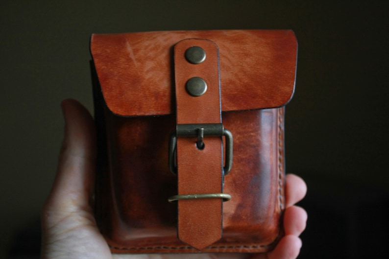 Handmade Leather Belt Pouch, EDC Waist Bag, Coin Card Holder image 3