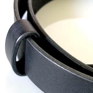 Handmade Full Grain Leather Belt, Black, Silver Buckle, 1.57" Width, Men's Work Belt image 9