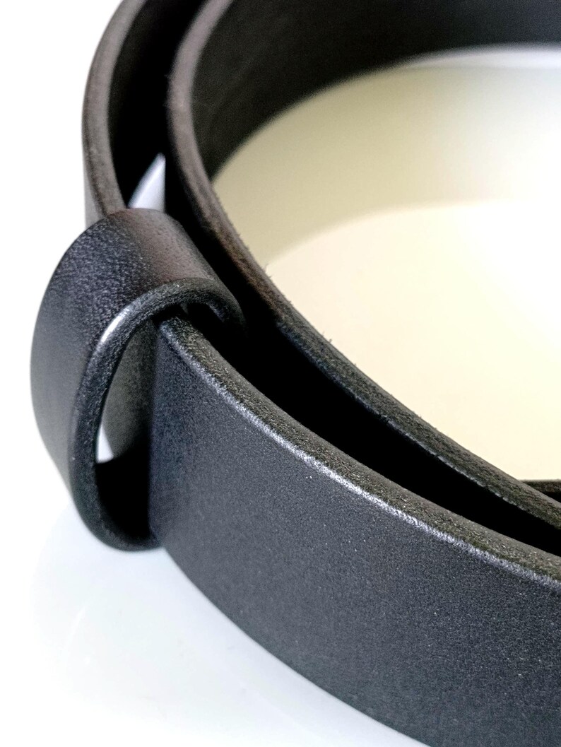 Handmade Full Grain Leather Belt, Black, Silver Buckle, 1.57" Width, Men's Work Belt image 9