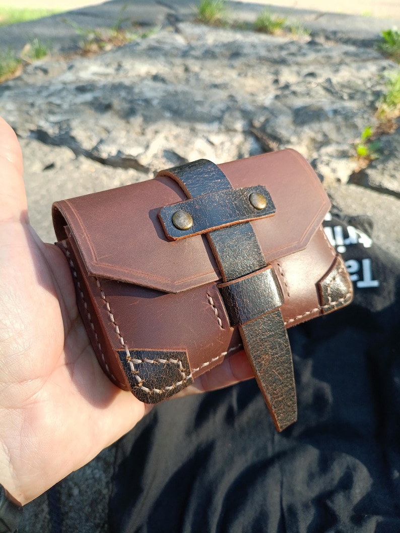 Handmade Brown Leather Belt Pouch, EDC Carry-All image 2