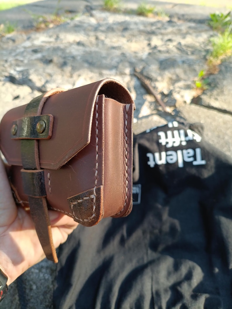 Handmade Brown Leather Belt Pouch, EDC Carry-All image 4