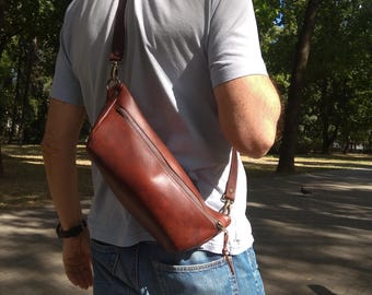Genuine Leather Crossbody Sling Bag – Urban Hip Pack Handmade