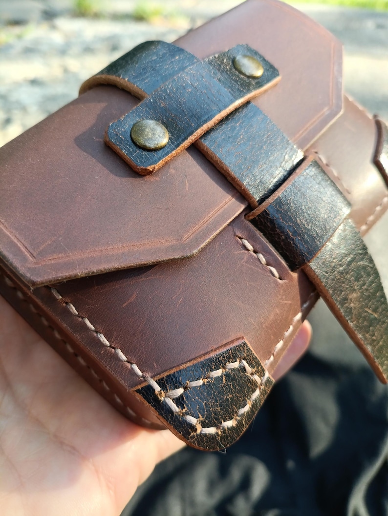 Handmade Brown Leather Belt Pouch, EDC Carry-All image 3