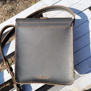 Handmade Leather Crossbody Bag: Small Messenger Shoulder Bag. image 7