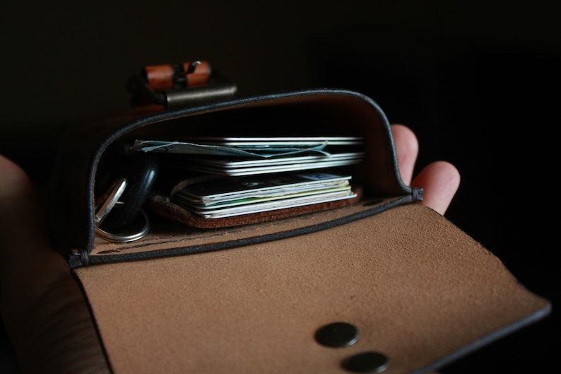 Handmade Leather Belt Pouch, EDC Waist Bag, Coin Card Holder image 6