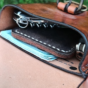 Handmade Leather Belt Pouch, EDC Waist Bag, Coin Card Holder image 17