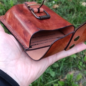 Handmade Leather Belt Pouch, EDC Waist Bag, Coin Card Holder image 14