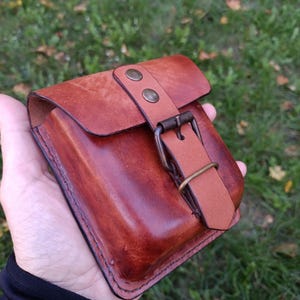 Handmade Leather Belt Pouch, EDC Waist Bag, Coin Card Holder image 12