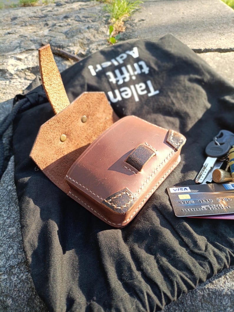 Handmade Brown Leather Belt Pouch, EDC Carry-All image 8