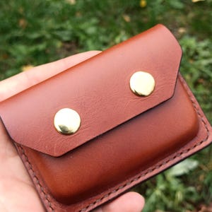 Riñonera de cuero marrón, bolsa de cinturón de cuero marrón, organizador de bolsillo EDC, funda de cinturón compacta para hombre, regalo para él