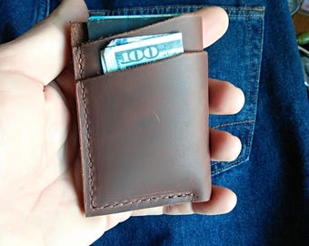 Tarjetero minimalista de piel, cartera sencilla para bolsillo delantero