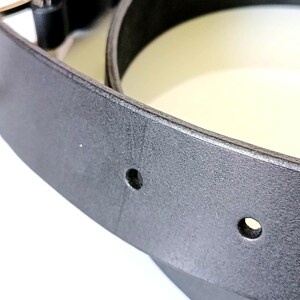 Handmade Full Grain Leather Belt, Black, Silver Buckle, 1.57" Width, Men's Work Belt image 12