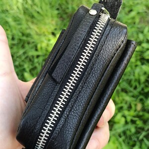 Riñonera de cuero hecha a mano, bolsa de cinturón de cuero, organizador de bolsillo EDC para cinturón con cremallera YKK, tarjetero y llavero hecho a mano, regalo para él imagen 7