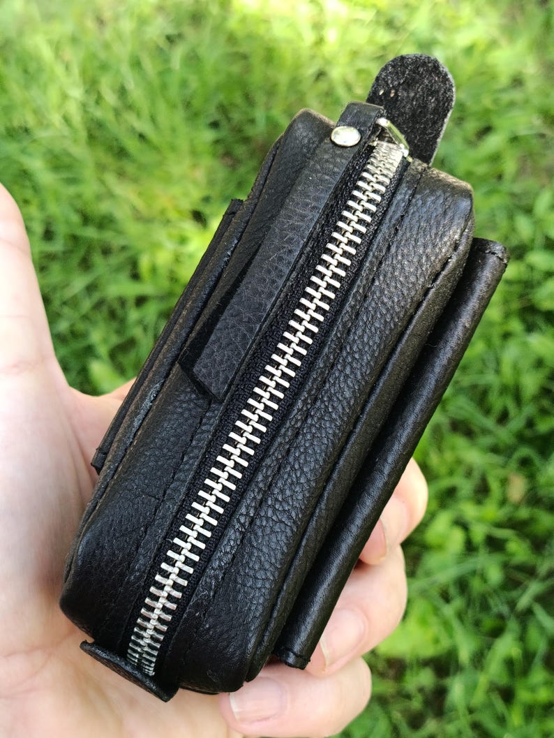 Riñonera de cuero hecha a mano, bolsa de cinturón de cuero, organizador de bolsillo EDC para cinturón con cremallera YKK, tarjetero y llavero hecho a mano, regalo para él imagen 7
