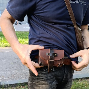 Handmade Brown Leather Belt Pouch, EDC Carry-All image 1