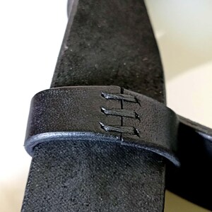 Handmade Full Grain Leather Belt, Black, Silver Buckle, 1.57" Width, Men's Work Belt image 10