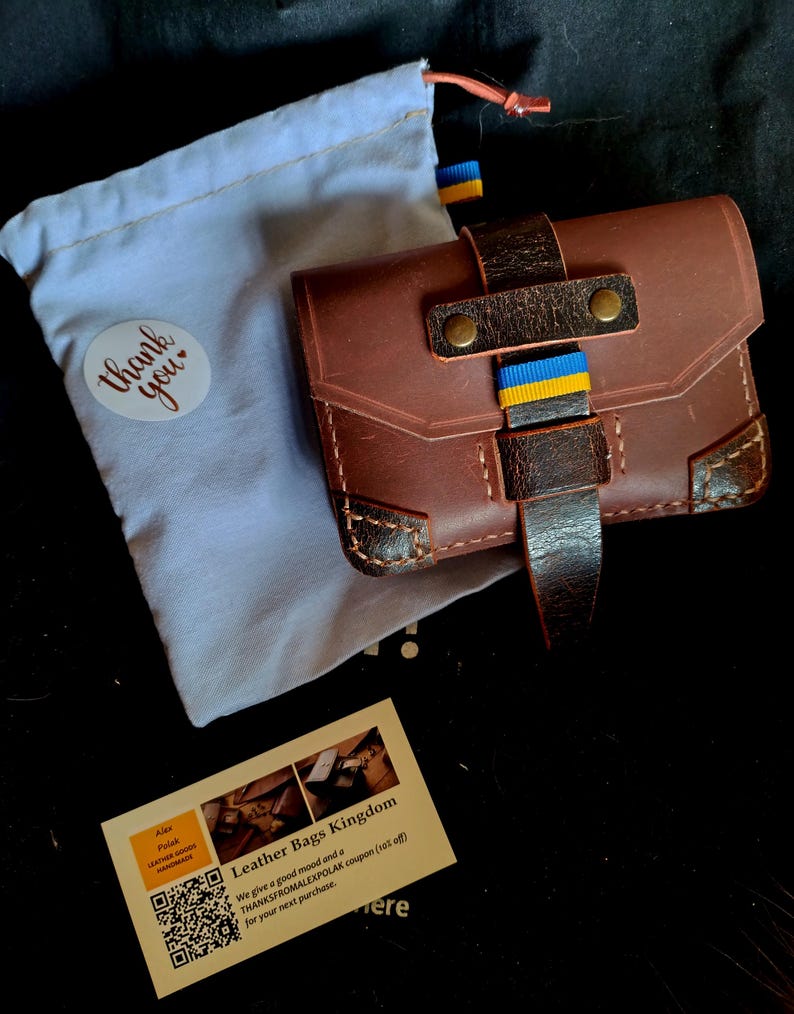 Handmade Brown Leather Belt Pouch, EDC Carry-All image 9