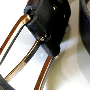 Handmade Full Grain Leather Belt, Black, Silver Buckle, 1.57" Width, Men's Work Belt image 11