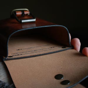Handmade Leather Belt Pouch, EDC Waist Bag, Coin Card Holder image 5