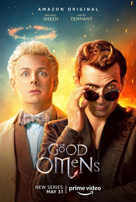 Good Omens David Tennant Michael Sheen TV Series 5 Silk Canvas Poster 24x36/'/'