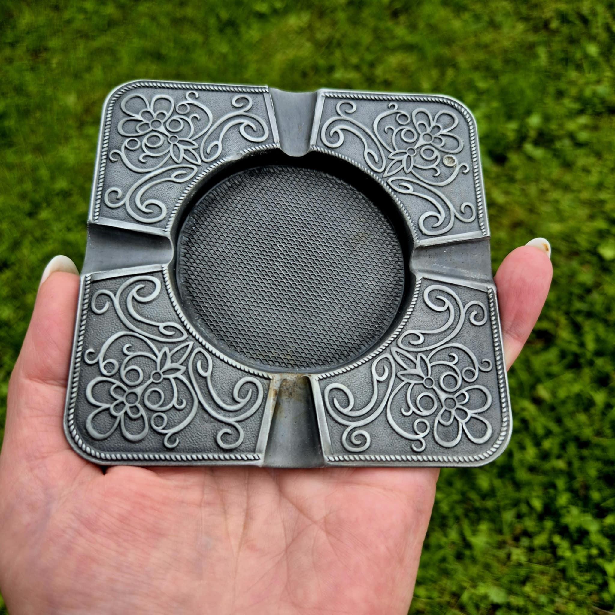 Vintage Soviet Metal Ashtray, Ornate Floral Design', USSR Era - Etsy