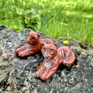 Vintage Ceramic Tiger Figurines, Hand-Painted Big Cat Pair, Jungle Animal Decor