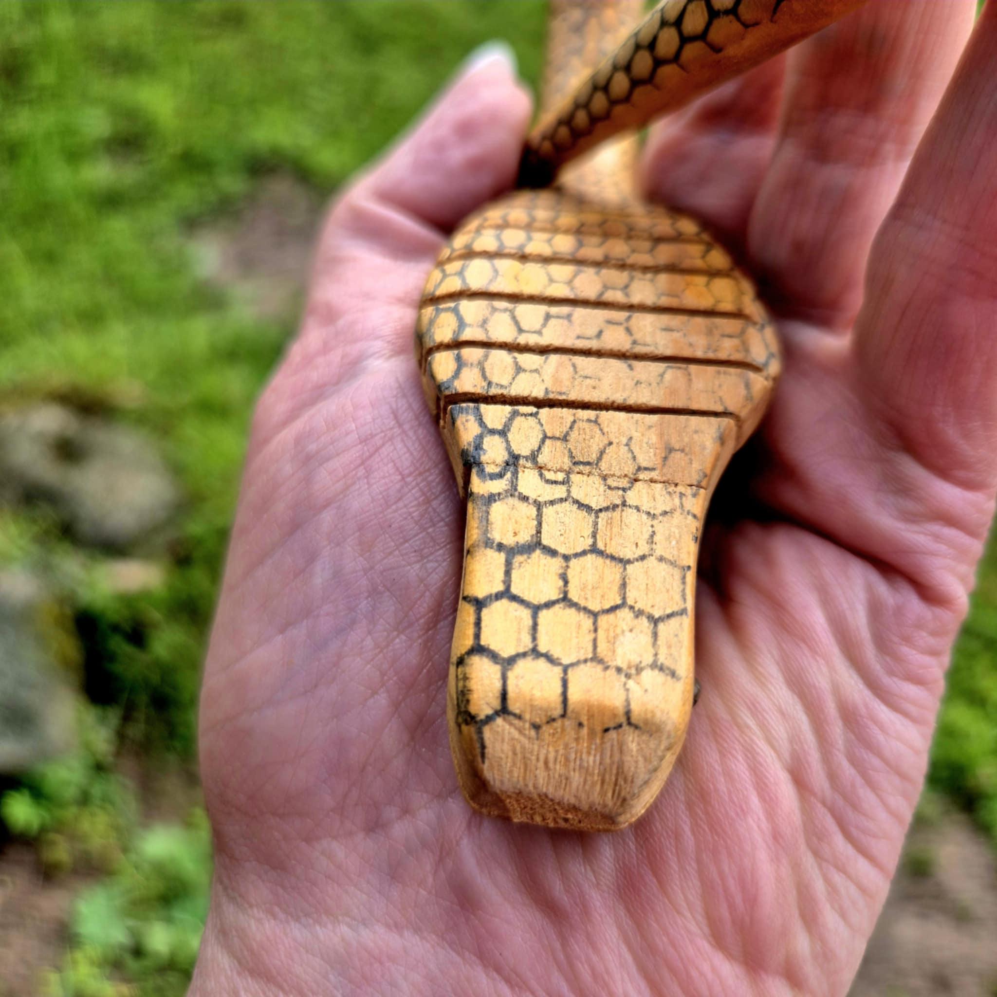 Vintage Articulated Wooden Snake Decor, Handcrafted Cobra Figurine