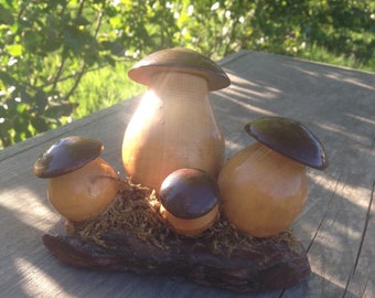 Wooden figure mushroom, Vintage wooden souvenir,  Gorgeous Wooden Mushroom, wooden home decor