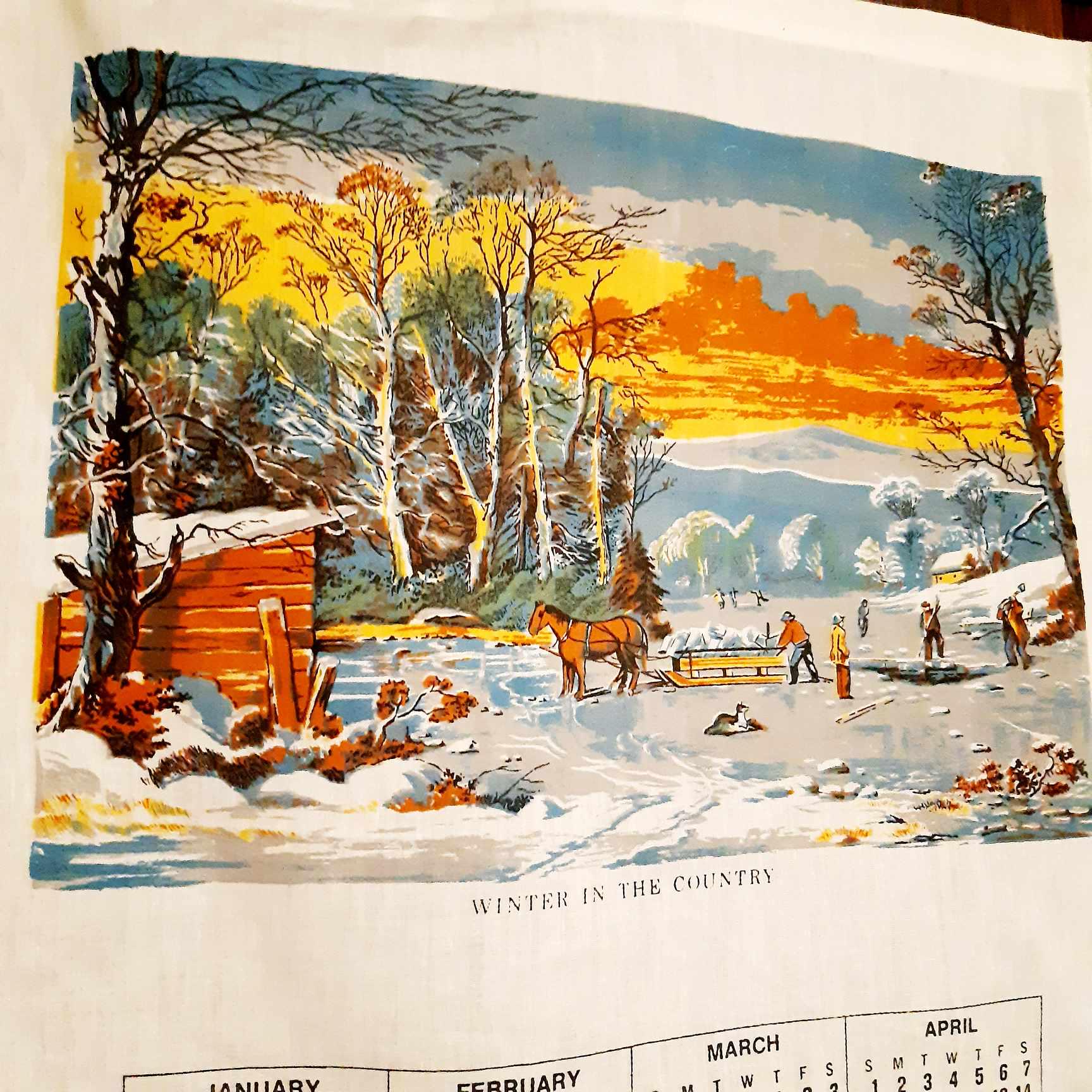 Vintage 1979 Calendar Tapestry, Scenic Wall Hanging - Etsy Israel