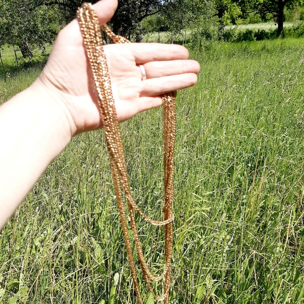 5 Row Chain Necklace,  Waterfall chain necklace with claps, Gold tone heavy necklace, Long Chain Necklace