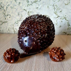 Ceramic hedgehog family, hedgehog home decor, hedgehog statues